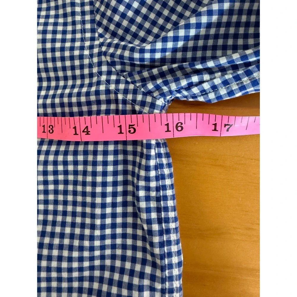 Ralph Lauren Button Down Shirt Kids Sz 8 Blue Gingham Polo Pony Natural Stretch